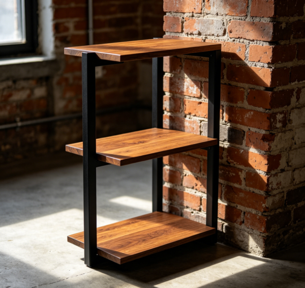 Industrial Metal Frame Corner Shelf